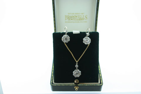 Victorian Diamond Pendant and Earrings