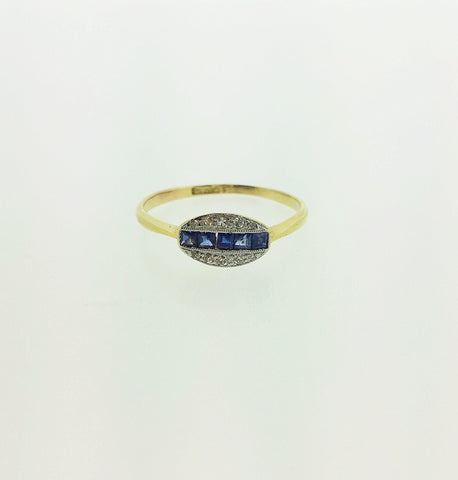 Art Deco Diamond & Sapphire Ring