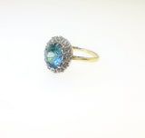 Blue Zircon & Diamond Ring