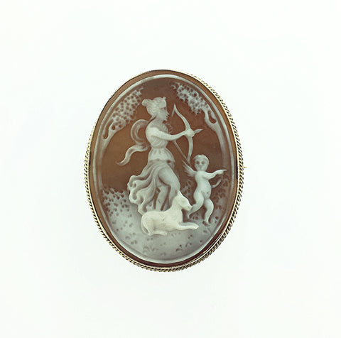 9ct Gold Shell Cameo Brooch