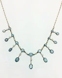 Gold Antique Aquamarine & Real Pearl necklace