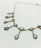 Gold Antique Aquamarine & Real Pearl necklace