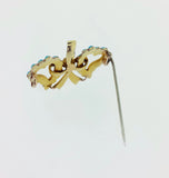 Victorian Turquoise Coloured Glass & Seed Pearl Brooch
