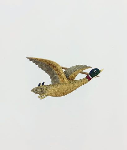 Antique Enamelled Duck Brooch